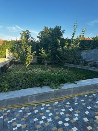 un jardin avec des arbres et des plantes sur un trottoir dans l'établissement İç Anadolu, 