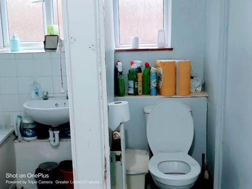 a bathroom with a toilet and a sink at London's bed with breakfast in London