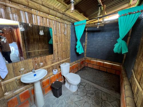 皮塔利托Laguna Guaitipán Ancestral的带马桶和水槽的浴室