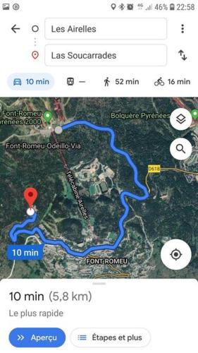 a screenshot of a map with a red marker at résidence les balcons du golf de Font-Romeu in Égat