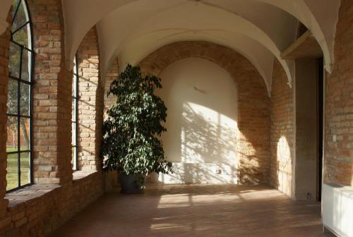 a plant in an arch way with a brick wall at Hotel Casa a Colori Venezia in Dolo