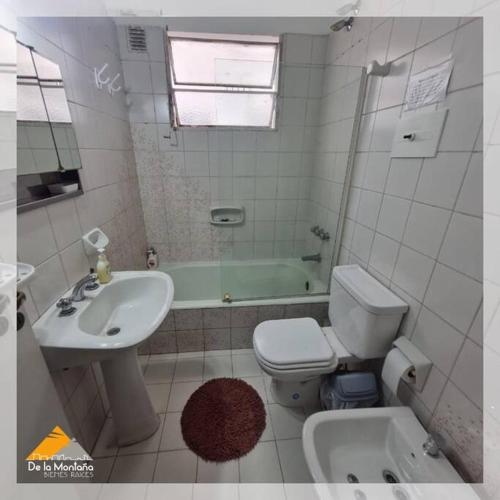 ein Badezimmer mit einem Waschbecken, einem WC und einer Badewanne in der Unterkunft De La Montaña • Palermo in Buenos Aires