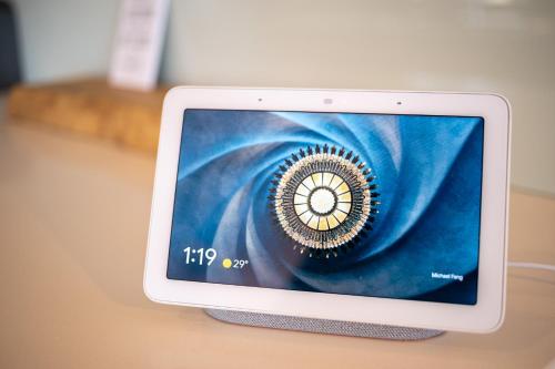 a computer monitor with a picture of a spiral at Yarlu-Ityangka in Sellicks Beach