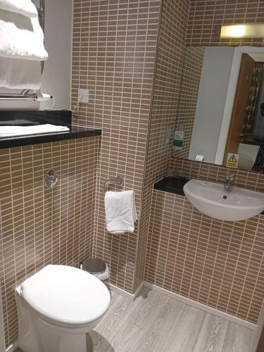 a bathroom with a toilet and a sink at Holiday Inn Dumfries by IHG in Dumfries