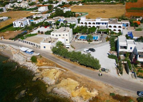 an aerial view of a town with white buildings at Christiana Hotel in Ambelas