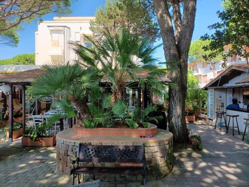 a palm tree in a planter in front of a building at Hotel Viña del Mar Pineta in Lido di Jesolo