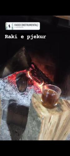 a picture of a fire in an oven at Vila Mariss in Korçë