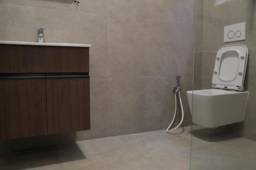 a bathroom with a toilet and a sink at Be Solei Studio Apartments Sol 1 in Tirana