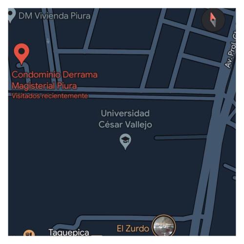 a screenshot of a cell phone with a map at Alquiler de habitación in Piura