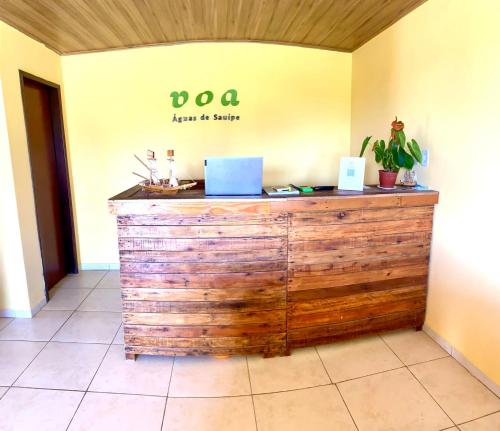 a counter in a room with two laptops on it at Águas de Sauípe in Porto de Sauipe