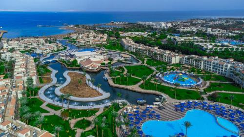 an aerial view of a resort near the ocean at Pickalbatros Dana Beach Resort - Aqua Park in Hurghada