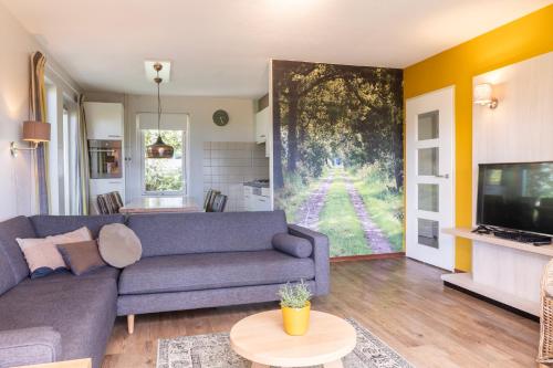 a living room with a couch and a tv at Summio Parc Duc de Brabant in Westelbeers