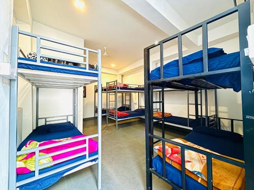 a room with four bunk beds in a room at TRIP IN HoSTEL in Udaipur