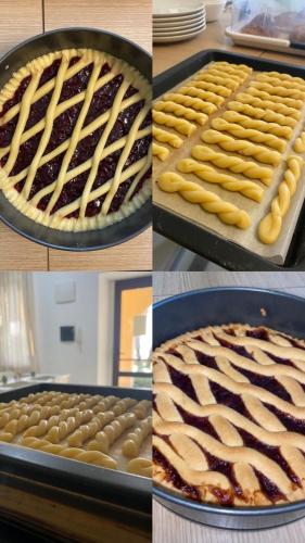 four different pictures of a pie in a pan at San Michele Apartments&Rooms in Catanzaro