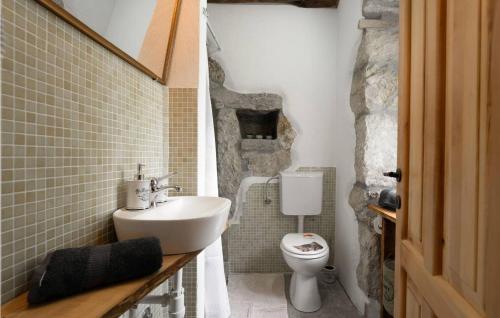 a bathroom with a sink and a toilet at Casa Zamarija in Labin