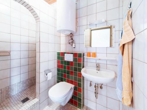uma casa de banho com um WC e um lavatório em Ilsenhof am Turnersee em Obersammelsdorf