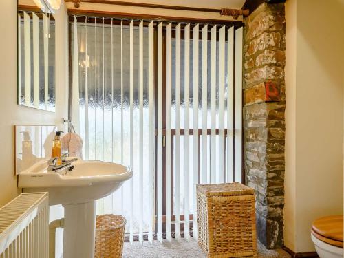 un bagno con lavandino e ampia finestra di 5 Bed in Brecon BN038 a Llanspyddid