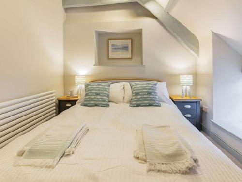 1 dormitorio con 1 cama grande y 2 almohadas en 2 Bed in Bideford 86404, en Bideford