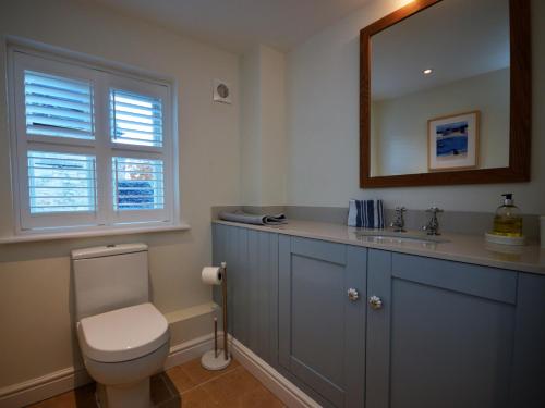 uma casa de banho com um WC, um lavatório e um espelho. em 3 Bed in Tetbury 44955 em Tetbury