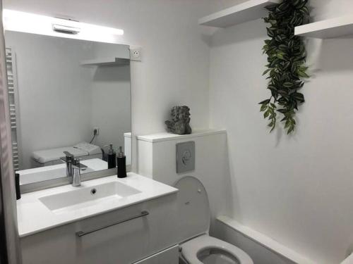 ラ・シオタにあるHome Sweet Homeの白いバスルーム(洗面台、トイレ付)