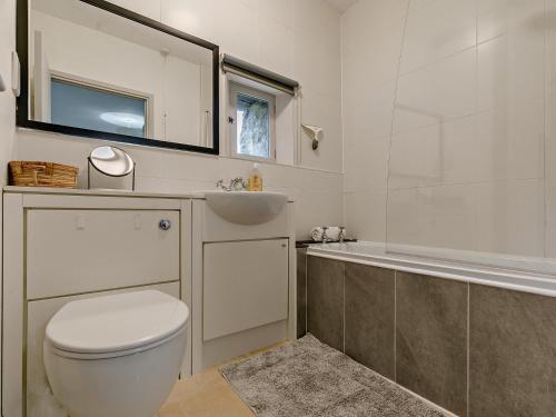 a bathroom with a toilet and a sink and a tub at 1 Bed in Tavistock HIGHM in Marytavy