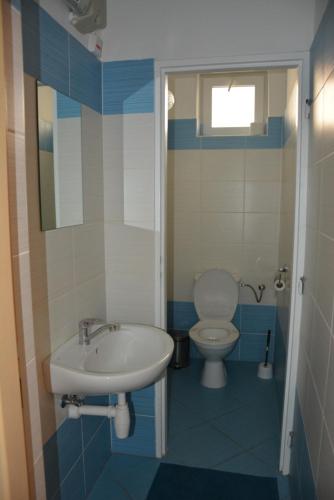 a bathroom with a sink and a toilet at Chata Bystřička in Velká Lhota