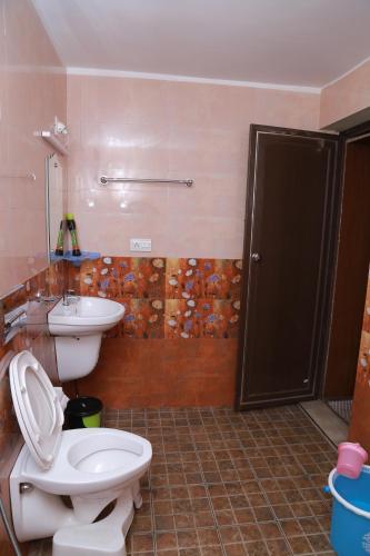 a bathroom with a toilet and a sink at CITADEL HOLIDAY HOME in Vythiri
