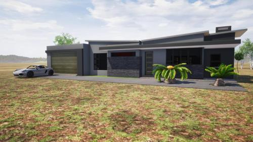 a rendering of a house with a car in front at 77 on B1 Road 