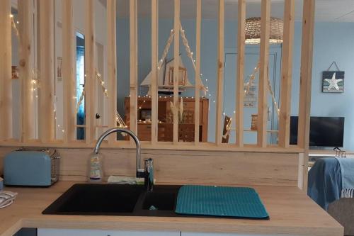 un évier de cuisine avec un robinet dans une cuisine dans l'établissement 