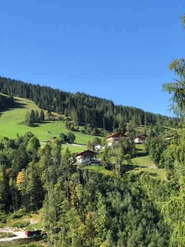 a view of a valley with houses and trees at WOHNEN by LIZZY in Wagrain
