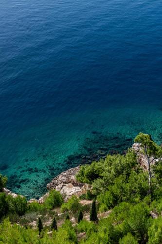 a view of the ocean from a hill at Villa Jana in Marusici 