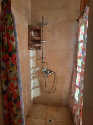 a shower in a bathroom with a shower curtain at вилла Coral Paradise in Safaga 