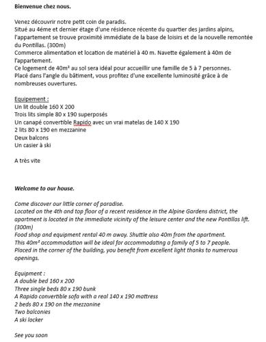 Capture d'écran d'une page d'un document dans l'établissement LES CIMES DE CADELIO , 5 à 7 personnes, Proche base de loisirs et remontée du pontillas, Dernier étage, à La Salle Les Alpes