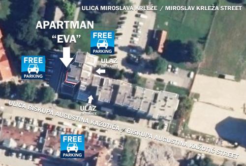 a map of a city with a free parking area at Apartman EVA - Dugo Selo / Zagreb in Dugo Selo