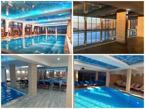 a collage of four pictures of a swimming pool at Apartment S&A Milmari Resort S43 in Kopaonik