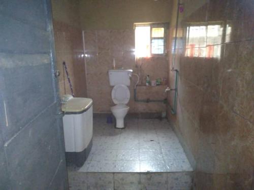 uma casa de banho com um WC e um lavatório em Two bedroom Home at Gbagi, New Ife Road, Ibadan @ Igbekele Oluwa House, 3 Zone A, Opeyemi Street, New Gbagi Market, New Ife Road, Gbagi, Ibadan, Oyo State em Ibadan