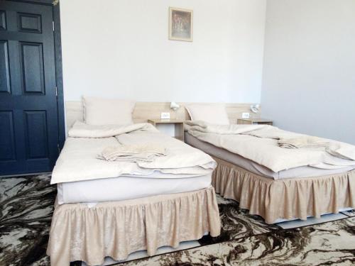 two beds sitting next to each other in a room at Apartments EMIZA in Samokov
