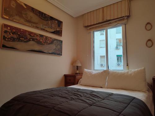 1 dormitorio con cama y ventana en Bonito ático en la judería de Córdoba, en Córdoba