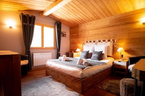 Posteľ alebo postele v izbe v ubytovaní Refuge des Alpages - Duplex - Vue Aiguillette des Houches