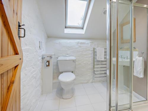 a bathroom with a toilet and a glass shower at 3 Bed in Bude WVFCO in Ashwater