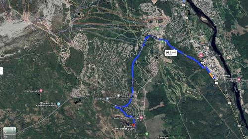 a map of a road with a blue trail at Trysilfjellet sør 318 in Trysil