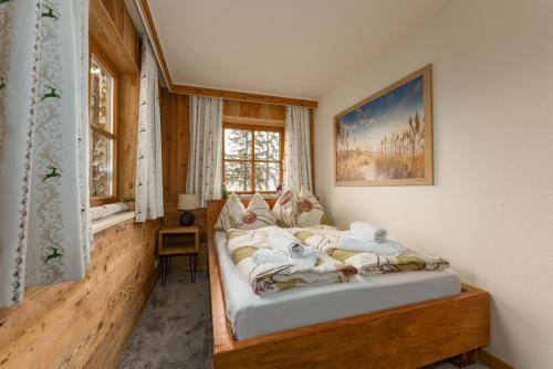 - une chambre avec un lit dans une pièce dotée d'une fenêtre dans l'établissement Hauskitz, à Schladming