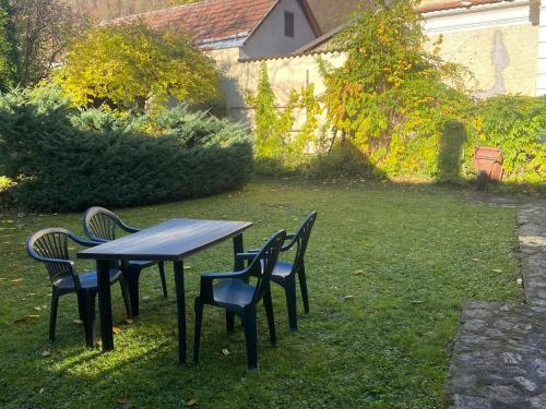 a table and chairs in a yard with a table at Apartment Alte Post-1 by Interhome in Aggsbach