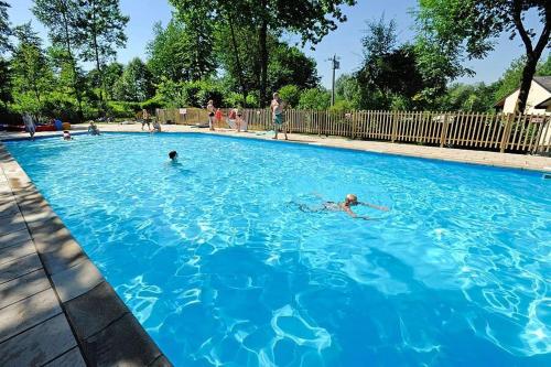 a group of people swimming in a swimming pool at Camping De Chênefleur in Tintigny