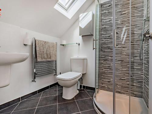a bathroom with a toilet and a shower at 3 Bed in Watchet 83532 in Watchet