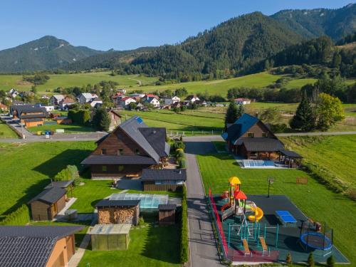 an aerial view of a playground in a village at Drevenica pod Sitieňom 1 in Lazisko