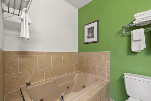 a bathroom with a tub and a green wall at Sleep Inn & Suites near Joint Base Andrews-Washington Area in Morningside