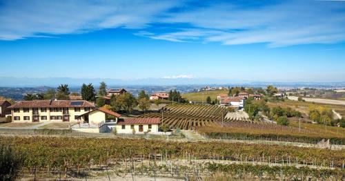 a village with a bunch of vineyards and a house at B&B La Gibiana in Costigliole dʼAsti