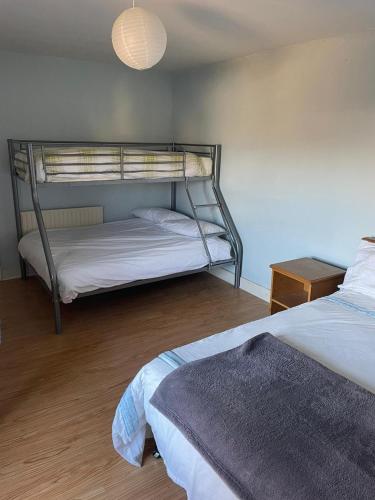 a bedroom with two beds and a bunk bed at Kickham Street Accomodation in Carrick-on-Suir