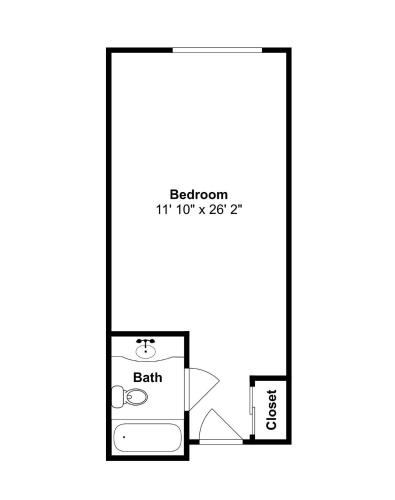 a floor plan of a bedroom with a bathroom at Shutters Hotel in Elko